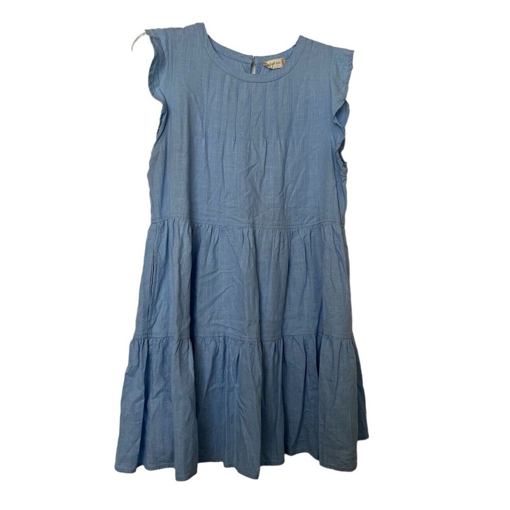 Altar'd State Women's Dress Summer Blue Tiered Pleated Lined Size Large